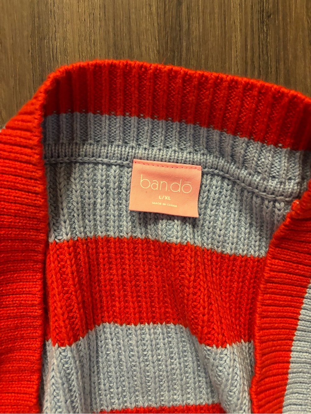 ban.do Ribbed Striped Cardigan in Red and Light Blue